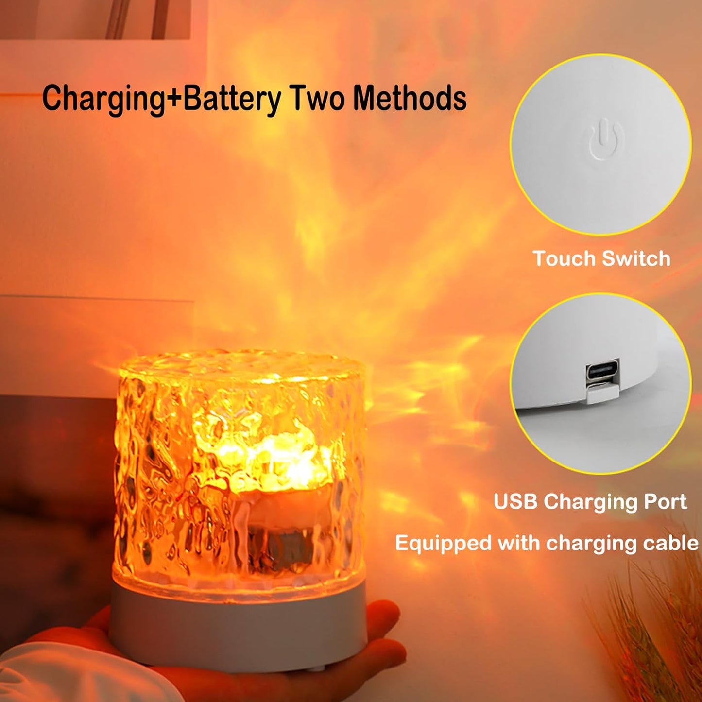 Water Ripple Lamp 16-Color Rotating Night Light